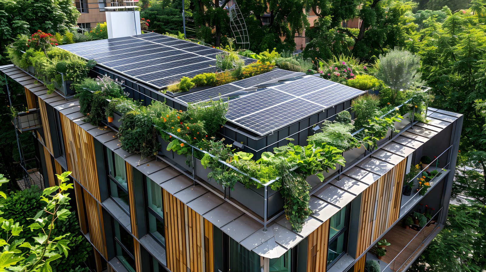 Contemporary home with solar panels installed on the roof, highlighting renewable energy solutions