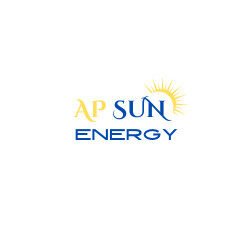 AP Sun Energy company logo with sun graphic on navy blue background