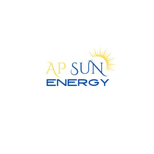 AP Sun Energy company logo with sun graphic on navy blue background